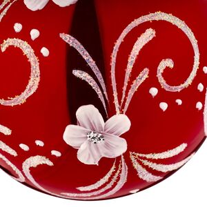 Стеклянный елочный шар Белые Цветы 7 см красный Фабрика Елочка фото 3