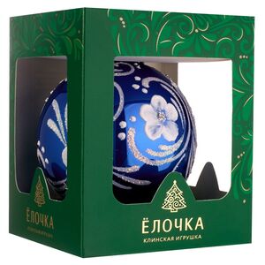 Стеклянный елочный шар Белые Цветы 7 см синий Фабрика Елочка фото 5
