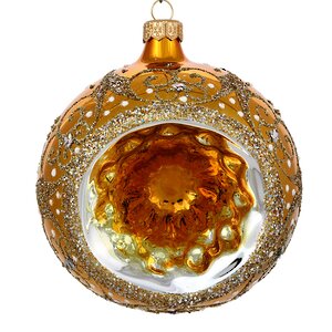 Стеклянный елочный шар Топаз 11 см золотой Фабрика Елочка фото 2