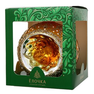 Стеклянный елочный шар Топаз 11 см золотой Фабрика Елочка фото 3