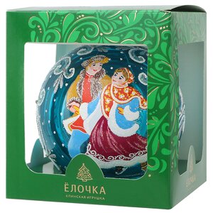 Стеклянный елочный шар Ледяные Кружева 11 см голубой Фабрика Елочка фото 3