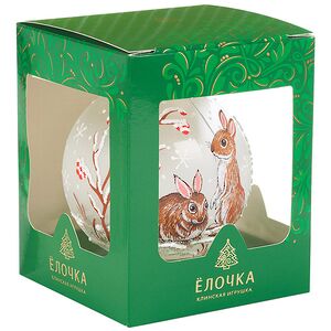 Стеклянный елочный шар Зайчики 9 см Фабрика Елочка фото 4