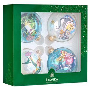 Стеклянные елочные шары Дюймовочка 9 см, 4 шт Фабрика Елочка фото 3