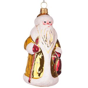 Стеклянная елочная игрушка Дед Мороз 11 см золотая Фабрика Елочка фото 4