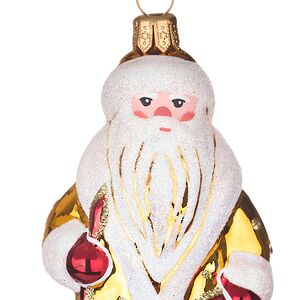 Стеклянная елочная игрушка Дед Мороз 11 см золотая Фабрика Елочка фото 3