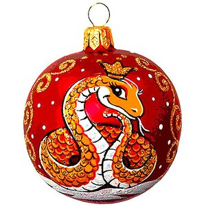 Стеклянный елочный шар Зодиак - Змея 6 см красный Фабрика Елочка фото 1