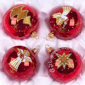 Набор стеклянных елочных шаров Рождественская Сказка 4*75 мм