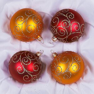 Набор стеклянных елочных шаров Садко 4*75 мм красный с золотым