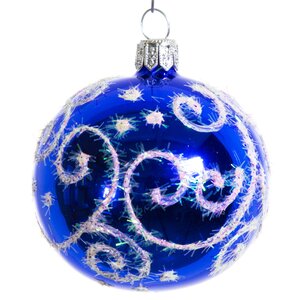 Стеклянный елочный шар Сияние 60 мм синий