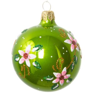 Стеклянный елочный шар Лютик 6 см зеленый Фабрика Елочка фото 1