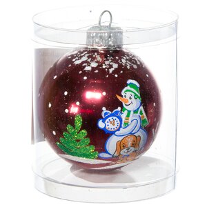 Стеклянный елочный шар Снеговичок 6 см бордовый Фабрика Елочка фото 2