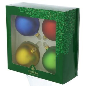 Набор стеклянных елочных шаров Огни 7 см, 4 шт, матовый Фабрика Елочка фото 2