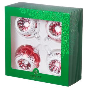 Набор стеклянных елочных шаров Лучистый 7 см, 4 шт красный Фабрика Елочка фото 2