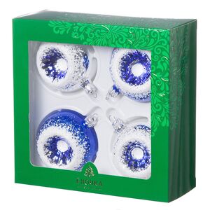 Набор стеклянных елочных шаров Лучистый 7 см, 4 шт синий Фабрика Елочка фото 2