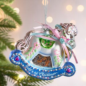 Стеклянная елочная игрушка Лошадка-Качалка Милти 10 см Kurts Adler фото 3