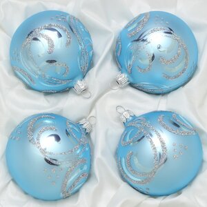 Набор стеклянных елочных шаров Бабочка 7 см, 4 шт голубой Фабрика Елочка фото 1