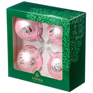 Набор стеклянных елочных шаров Бабочка 7 см, 4 шт розовый Фабрика Елочка фото 2