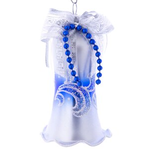 Стеклянная елочная игрушка Колокольчик Эхо 8.5 см синий, подвеска