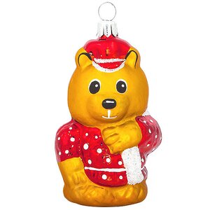 Стеклянная елочная игрушка Топтыжка в Красном Камзоле 8 см, подвеска Фабрика Елочка фото 1