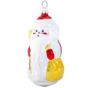 Стеклянная елочная игрушка Дед Мороз 8 см, подвеска
