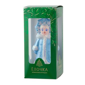 Стеклянная елочная игрушка Снегурочка 8 см голубая, подвеска Фабрика Елочка фото 2
