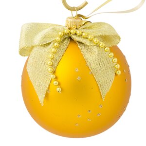 Стеклянный елочный шар Подарок 8 см золотой Фабрика Елочка фото 1
