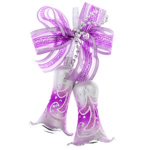 Стеклянное елочное украшение Бубенчики 8.5 см фиолетовые, подвеска