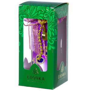 Стеклянная елочная игрушка Колокольчик Праздничный, 8.5 см фиолетовый, подвеска Фабрика Елочка фото 2