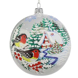 Стеклянный елочный шар Деревенька 11 см Фабрика Елочка фото 2