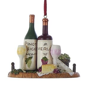Елочная игрушка Бутылочки Вина - Wine and Friends: Винная Вечеринка 8 см, подвеска Kurts Adler фото 1
