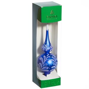 Верхушка Сияние 28 см синяя, стекло Фабрика Елочка фото 2