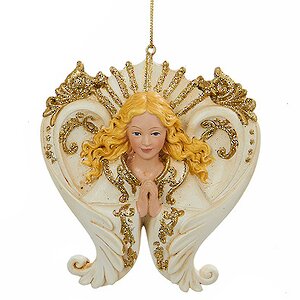 Елочная игрушка Ангел Златовласый молящийся 10 см, подвеска Kurts Adler фото 1