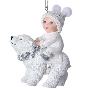 Елочная игрушка Снежный Малыш на медведе 8 см, подвеска Kurts Adler фото 1