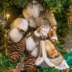 Елочная игрушка Дед Мороз - Лесной властитель 13 см в золотом, подвеска Kurts Adler фото 2