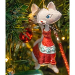 Елочная игрушка Кот - Модник белый 11 см Kurts Adler фото 2