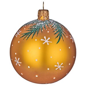 Стеклянный елочный шар Улыбка 7 см золотой Фабрика Елочка фото 2