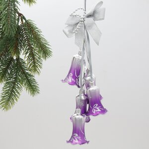 Стеклянное елочное украшение Гирлянда Лаванда 28 см фиолетовая
