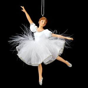 Елочное украшение Балерина в белом - руки вверх и в сторону 15 см, подвеска Kurts Adler фото 1