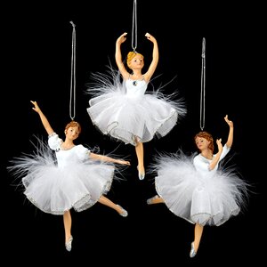 Елочное украшение Балерина в белом 15 см, подвеска