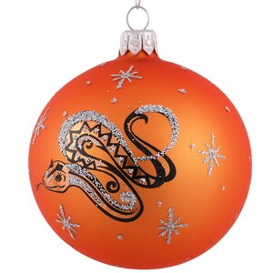 Стеклянный елочный шар Зодиак - Змея Саманта 8 см оранжевый Фабрика Елочка фото 2