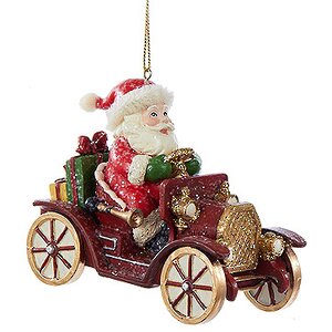Елочная игрушка Санта-путешественник на машине 10 см, подвеска Kurts Adler фото 1