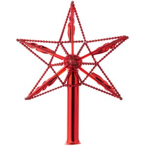 Верхушка на елку Звезда Морейн 22 см красная, стекло