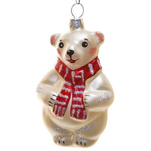 Стеклянная елочная игрушка Умка в Красном Шарфе 8 см, подвеска Фабрика Елочка фото 1