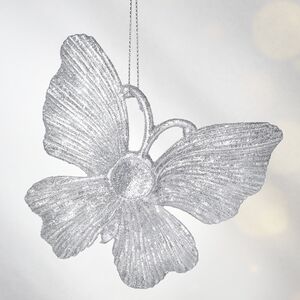 Елочная игрушка Бабочка Аурелия 11 см, 2 шт, серебряная, подвеска Koopman фото 4