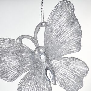 Елочная игрушка Бабочка Аурелия 11 см, 2 шт, серебряная, подвеска Koopman фото 3