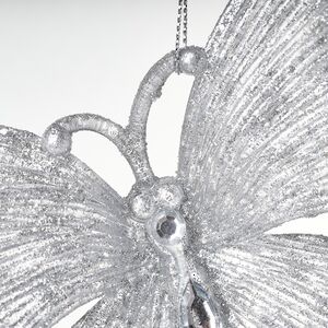 Елочная игрушка Бабочка Аурелия 11 см, 2 шт, серебряная, подвеска Koopman фото 5