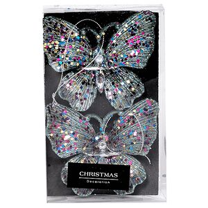 Елочная игрушка Бабочка Аурелия 11 см, 2 шт, голубая, подвеска Koopman фото 7