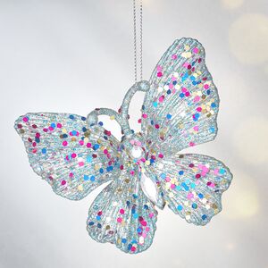 Елочная игрушка Бабочка Аурелия 11 см, 2 шт, голубая, подвеска Koopman фото 2