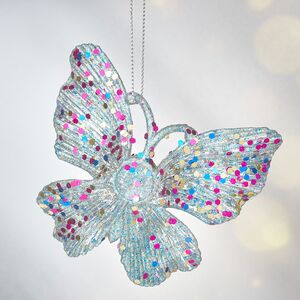 Елочная игрушка Бабочка Аурелия 11 см, 2 шт, голубая, подвеска Koopman фото 4