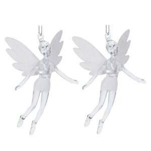 Елочная игрушка Фея Донна-Белла с белыми крыльями 12 см, 2 шт, подвеска